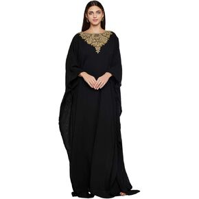 ANIIQ Women Dubai Farasha Kaftan Long Sleeves Evening, Party, Wedding Dress with Free Scarf