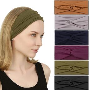 IVARYSS Twist Knotted Boho Headbands for Women Non-Slip, Stretchy Head Bands Hair Accessories for Yoga running Workout, 6 Pack