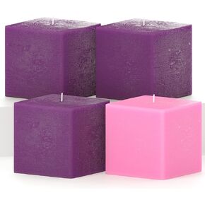 CANDWAX 3x3 Square Candle Set of 3 - Long Lasting Candles Unscented Dripless - Perfect as Home Decor or Wedding Candles - Square Candles White