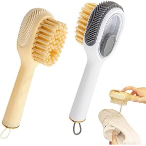 Soap Dispenser Scrub Shoe Brushes for Cleaning, Multi-Function Liquid Adding Soft Fur Cleaning Brush for Stains, Shoe Scrubber Brush,2 Pack