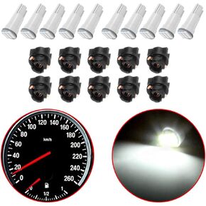 10-Pack T5 LED Bulb, Super White 74 73 2723 70 37 2721 Wedge Led Bulb Light,PC74 Twist Sockets Replacement Dash Dashboard Lights Instrument Panel Cluster LED Lamps…