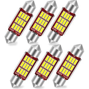 لمبة LED بيضاء خالية من الأخطاء مقاس 31 مم من Festoon CANBUS، DE3021 DE3022 DE3423 DE3175 فائقة السطوع للسيارة الداخلية والخريطة والقبة ومقدم القدم وأضواء صندوق القفازات 6 عبوات