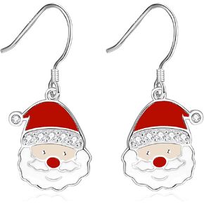 Christmas Santa Earrings Reindeer Earrings Snowman Earrings for Women 925 Sterling Silver Christmas Dangle Drop Earrings Christmas Party Jewelry Gifts for Women