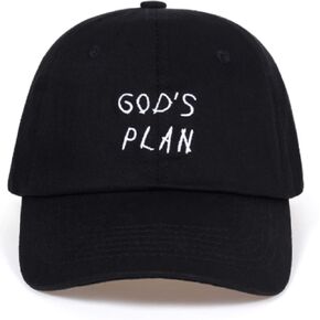 Cotton dad Hats, Custom 100% Cotton Rapper/Hip hop God's Plan Unisex Adjustable pre-Curved Baseball caps in Black
