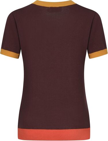 OXKnit Women's 1960s Retro Knit Short Sleeve T-Shirts, V-Neck Casual Knit Top in Kuwait