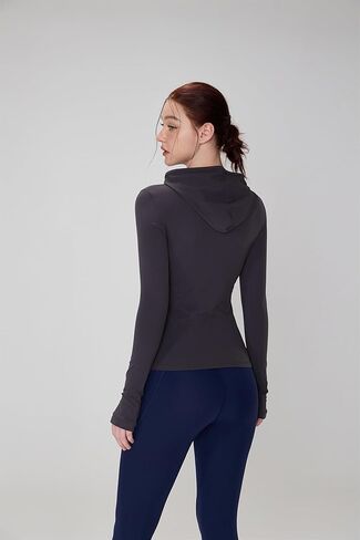 قمصان Altiland UPF 50+ زبدية ناعمة بأكمام طويلة للنساء، قمصان رياضية للتمرين والجري في الهواء الطلق مع غطاء رأس وفتحات للإبهام in Kuwait