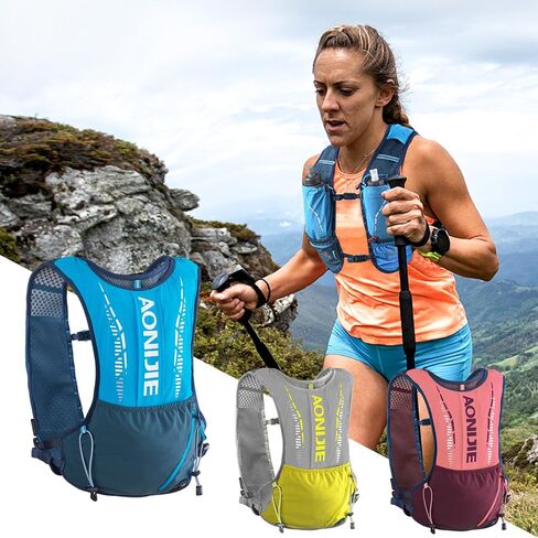 Azarxis Hydration Running Vest Backpack Pack 5L for Women Men Jogging Trail Race Marathon Cycling Hiking Accessories (Mint Blue with 500ml Soft Flask) in Kuwait