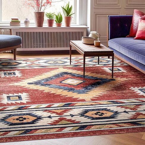 سجادة منطقة ميدالية تقليدية حمراء منسوجة جيدًا (9'3" × 12'6") in Kuwait