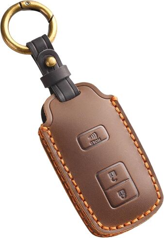 Leather 3-Button Key Fob Cover for Toyota 4Runner Tacoma Sequoia Tundra RAV4 Avalon Camry Highlander Corolla Prius Smart Key Holder Protector Case Accessories (Black) in Kuwait