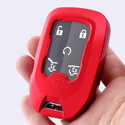 Key Fob Cover Case Fit for GMC Sierra Acadia Terrain Yukon Chevy Silverado Suburban Tahoe (Red) in Kuwait