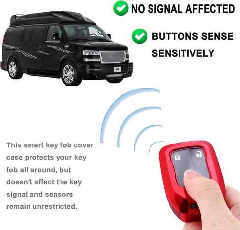 Key Fob Cover Case Fit for GMC Sierra Acadia Terrain Yukon Chevy Silverado Suburban Tahoe (Red) in Kuwait
