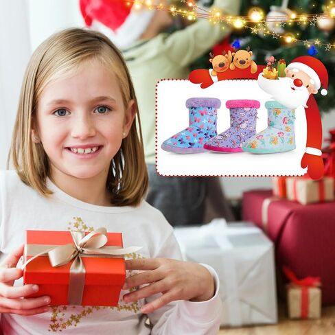 Girls Boot Slipper Plush Warm House Shoes Toddler Unicorn Printed House Slippers Kids Winter Boots for Indoor Outdoor in Kuwait