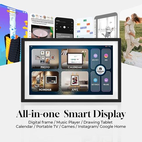 Changing 15.6" Smart Display F16s|Canvas touchscreen丨Google Calendar&HomeHub&Assistant丨Smart TV丨Gift for Family丨Music Frame丨Wireless Kid Artworks Digital Picture Frame (F16-White Wood-Ink Stylus) in Kuwait