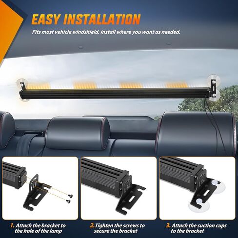 Nilight 144LED مستشار المرور ستروب ضوء بار مع وحدة تحكم العنبر الأبيض أضواء تحذير الطوارئ المخاطر الداخلية الأمامية / الخلفية الزجاج الأمامي ضوء وامض للسيارات المحراث الشاحنات ومركبات البناء in Saudi Arabia