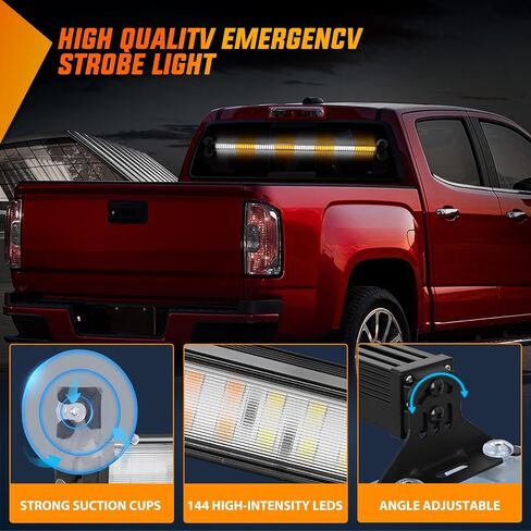 Nilight 144LED مستشار المرور ستروب ضوء بار مع وحدة تحكم العنبر الأبيض أضواء تحذير الطوارئ المخاطر الداخلية الأمامية / الخلفية الزجاج الأمامي ضوء وامض للسيارات المحراث الشاحنات ومركبات البناء in Saudi Arabia