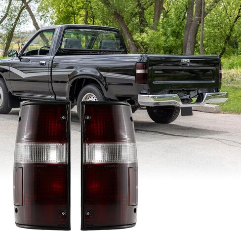 USR 89-95 Pickup Tail Lights - Stock Replacement Rear Tail Lamps Set (Left + Right) Compatible with 1989-1995 Toyota Pickup Truck 2WD 4WD (Red/Clear Lens, Plug and Play 6 Bulbs and Sockets Included) in Kuwait