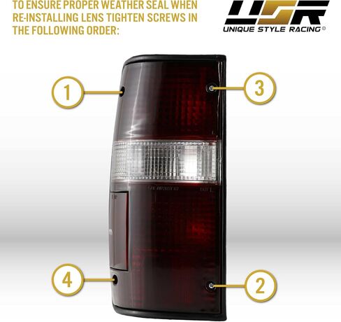 USR 89-95 Pickup Tail Lights - Stock Replacement Rear Tail Lamps Set (Left + Right) Compatible with 1989-1995 Toyota Pickup Truck 2WD 4WD (Red/Clear Lens, Plug and Play 6 Bulbs and Sockets Included) in Kuwait