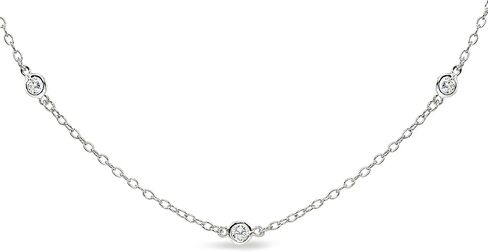 B. BRILLIANT Short Collar Choker CZ Station Chain Necklace for Women Sterling Silver Necklaces, 13 Inches plus 3 Inch Extender in Saudi Arabia
