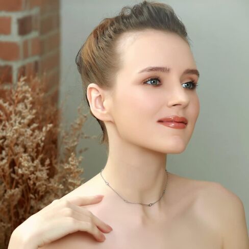 B. BRILLIANT Short Collar Choker CZ Station Chain Necklace for Women Sterling Silver Necklaces, 13 Inches plus 3 Inch Extender in Saudi Arabia