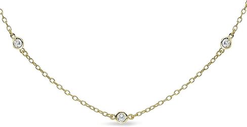 B. BRILLIANT Short Collar Choker CZ Station Chain Necklace for Women Sterling Silver Necklaces, 13 Inches plus 3 Inch Extender in Kuwait