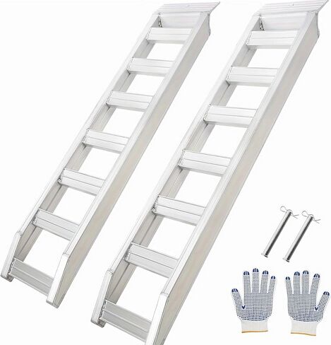 7.5 FT Aluminum Loading Ramps for Pickup Trucks, 750 LBS Folding Powersports Ramps, Trailers Ramp with Load Straps for Motorcycles, ATV/UTV, Lawn mowers, Tractors, 89" L x 11" W, 1Pc in Saudi Arabia
