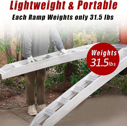 7.5 FT Aluminum Loading Ramps for Pickup Trucks, 750 LBS Folding Powersports Ramps, Trailers Ramp with Load Straps for Motorcycles, ATV/UTV, Lawn mowers, Tractors, 89" L x 11" W, 1Pc in Saudi Arabia