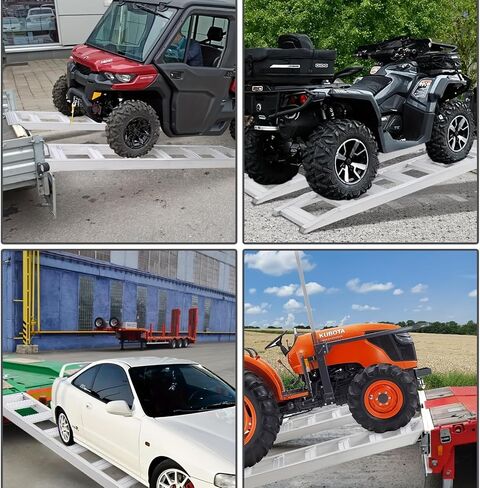 7.5 FT Aluminum Loading Ramps for Pickup Trucks, 750 LBS Folding Powersports Ramps, Trailers Ramp with Load Straps for Motorcycles, ATV/UTV, Lawn mowers, Tractors, 89" L x 11" W, 1Pc in Saudi Arabia