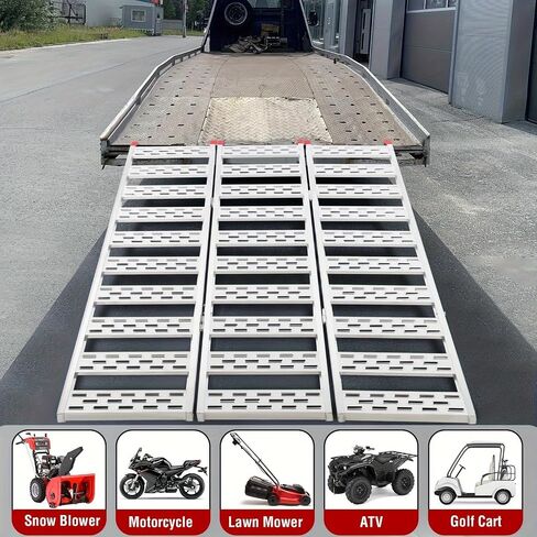 7.5 FT Aluminum Loading Ramps for Pickup Trucks, 750 LBS Folding Powersports Ramps, Trailers Ramp with Load Straps for Motorcycles, ATV/UTV, Lawn mowers, Tractors, 89" L x 11" W, 1Pc in Saudi Arabia