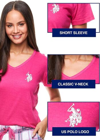 U.S. Polo Assn. Summer Pajamas for Women 2 Piece with T-Shirt and Shorts - Summer PJs for Women Set - Womens PJ Shorts Set in Saudi Arabia