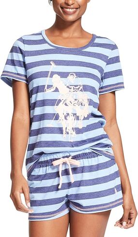U.S. Polo Assn. Summer Pajamas for Women 2 Piece with T-Shirt and Shorts - Summer PJs for Women Set - Womens PJ Shorts Set in Saudi Arabia