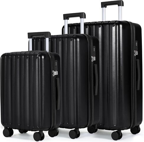 مجموعات حقائب الأمتعة من SHOWKOO مكونة من 3 قطع 100% من أجهزة الكمبيوتر الشخصية شديدة القوة وقابلة للتوسيع مع عجلات دوارة مزدوجة بقفل TSA (20 بوصة/24 بوصة/28 بوصة، أزرق) in Kuwait