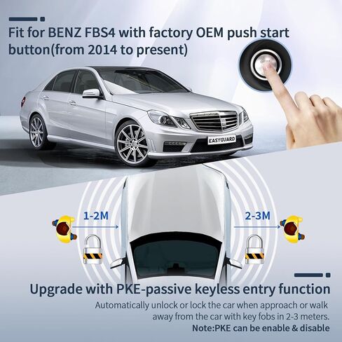 EASYGUARD Smart Key repalcement PKE keyless Entry System fit for 2014+ Benz FBS4 with Factory OEM Push Start Button (Without Comfort Access) (ESW309C01-N, with BE4) in Kuwait