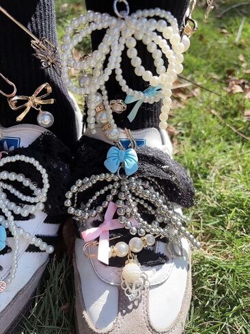 Junk Socks Charms for Sneakers Socks Safety for Sambas Y2k Pearl Bow Lace Shoelace Charms Set 38PCS in Kuwait