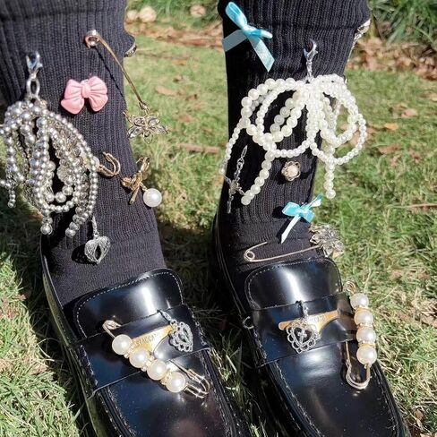 Junk Socks Charms for Sneakers Socks Safety for Sambas Y2k Pearl Bow Lace Shoelace Charms Set 38PCS in Kuwait