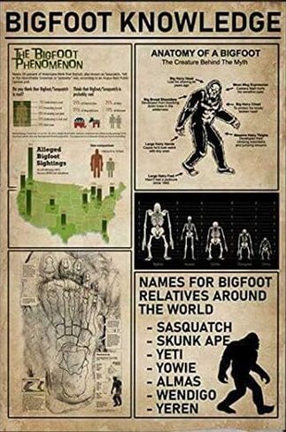 علامة معدنية كلاسيكية بشعار Bigfoot Knowledge لتزيين الجدران، لوحة مقاس 8 × 12 بوصة لنادي البار والمقهى in Kuwait