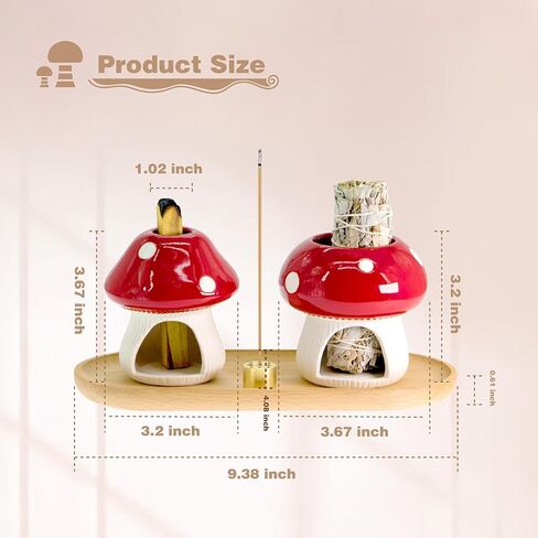 حامل فطر بالو سانتو، حامل حكيم للحرق، شيمينيا للبخور، وعاء تلطيخ حزمة حكيم، صينية الماسك الرماد السيراميك (مجموعة مستديرة حمراء) in Kuwait