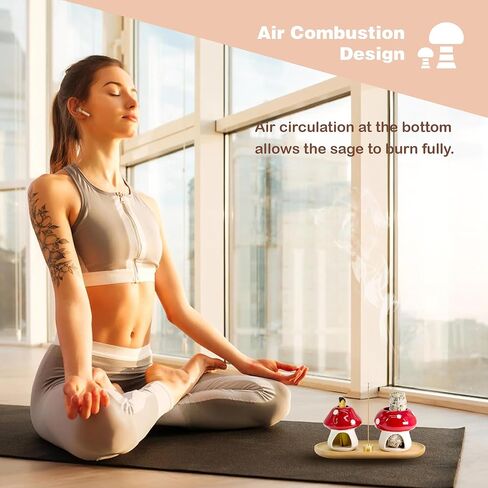 حامل فطر بالو سانتو، حامل حكيم للحرق، شيمينيا للبخور، وعاء تلطيخ حزمة حكيم، صينية الماسك الرماد السيراميك (مجموعة مستديرة حمراء) in Kuwait