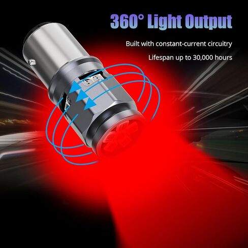 1157 LED Bulb Red for Brake Tail Lights, BAY15D P21/5W 1016 1034 1154 1196 2057 LED Bulbs for Backup Reverse/Parking/Brake Tail/Hazard Flasher/Turn Signal Light, Pack of 2 in Kuwait
