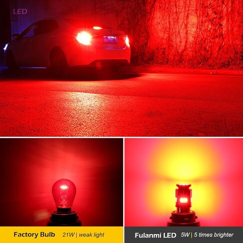 1157 LED Bulb Red for Brake Tail Lights, BAY15D P21/5W 1016 1034 1154 1196 2057 LED Bulbs for Backup Reverse/Parking/Brake Tail/Hazard Flasher/Turn Signal Light, Pack of 2 in Kuwait