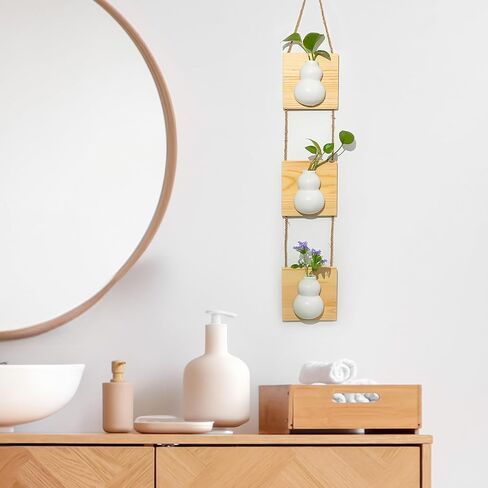 Boho Wall Decor for Bathroom - Small Wall Propagation for Indoor Plants - Hanging Planter Vase for Artificial Flowers in Saudi Arabia