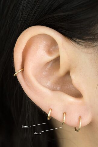 14K Solid Gold 18g Tragus Cartilage Helix Daith Snug Conch Jewelry Hoop Clicker Ring in Saudi Arabia