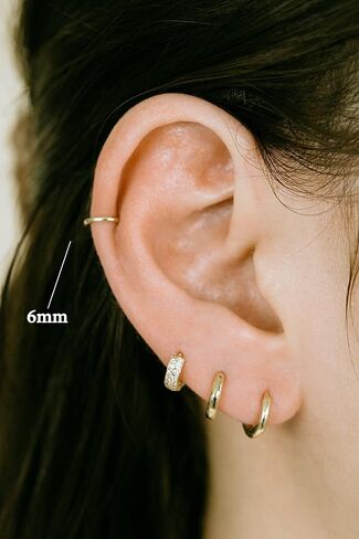 14K Solid Gold 18g Tragus Cartilage Helix Daith Snug Conch Jewelry Hoop Clicker Ring in Saudi Arabia