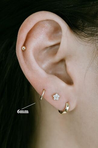 14K Solid Gold 18g Tragus Cartilage Helix Daith Snug Conch Jewelry Hoop Clicker Ring in Saudi Arabia