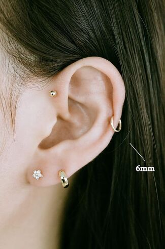 14K Solid Gold 18g Tragus Cartilage Helix Daith Snug Conch Jewelry Hoop Clicker Ring in Saudi Arabia