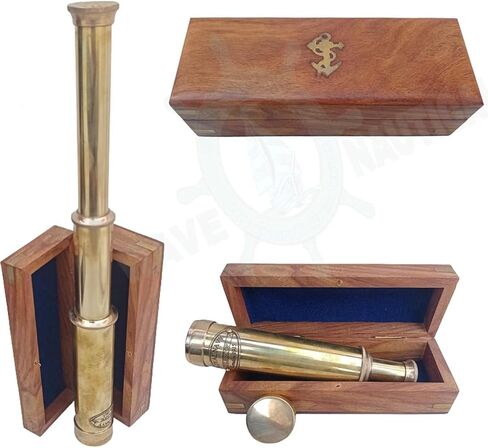 Captains Pirates Telescope Spyglass For Gift Adults Portable Collapsible Handheld Telescope Monocular Adventure Factory Brass decorative Nautical For Navy And Outdoor Spyglass Finish Box in Saudi Arabia