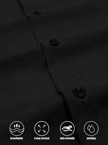 Men's Dress Shirt Slim Fit Button Down Shirt Long Sleeve No Cuff-Links Four Way Stretch Muscle Shirts for Men in Saudi Arabia