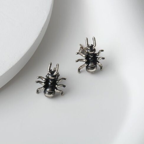 أقراط كاكيكاكي الفريدة من نوعها من الفضة الإسترلينية عيار 925 على شكل نملة واقعية للنساء والرجال in Kuwait