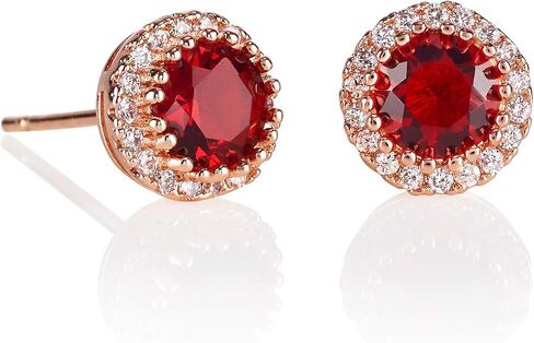 Namana Halo Stud Earrings with White or Coloured CZ. Available with Blue, Green, Red, Light Blue or Clear Stones in Silver, Gold and Rose Gold in Kuwait