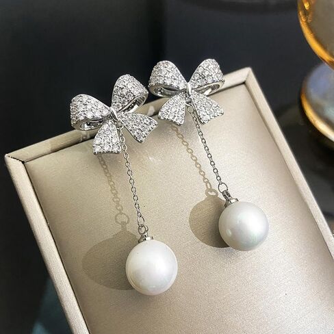 MIKAMU 14K الذهب القوس أقراط للنساء تشيكوسلوفاكيا زركون مطلية بالذهب العصرية اللؤلؤ القرط للنساء مجوهرات in Kuwait
