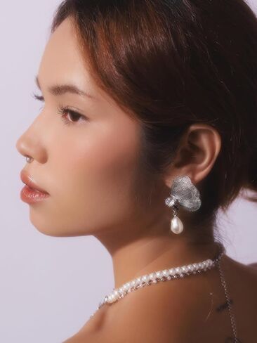 Elegant Dainty Statement Chunky Flower CZ Stud Earrings for Women, Floral Jewelry Accessories Romantic Cool Gifts for Women in Saudi Arabia
